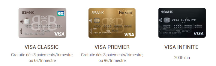 prix des cartes bancaires Visa chez Bforbank