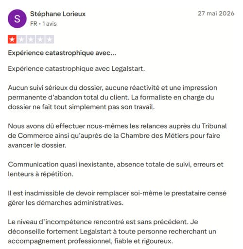 legalstart-avis-negatif-trustpilot